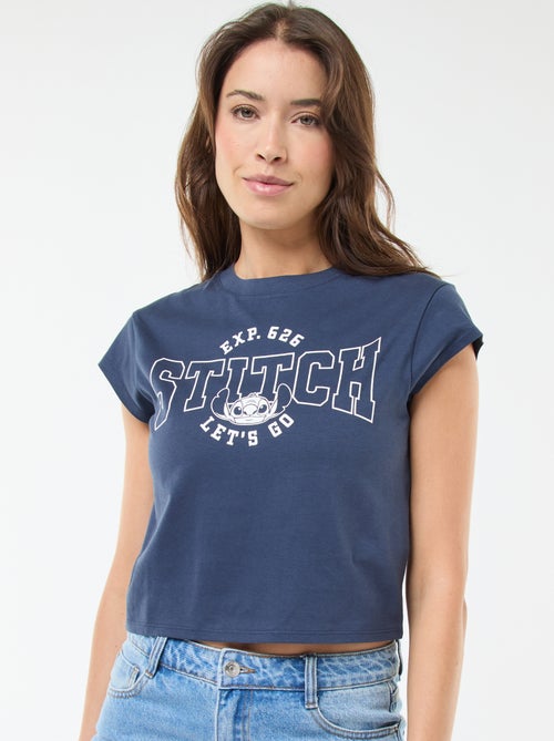 T-shirt estampado 'Disney' 'Stitch' em algodão - Kiabi