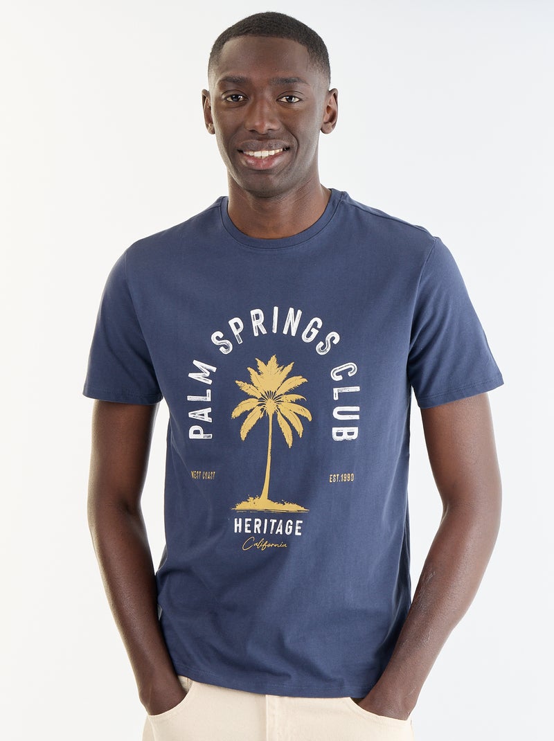 T-shirt estampado divertido de manga curta Azul - Kiabi