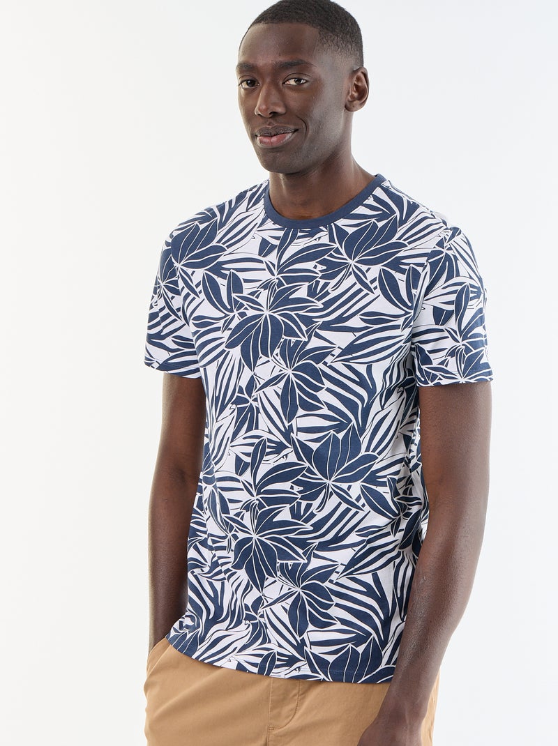 T-shirt estampado divertido de manga curta Azul - Kiabi