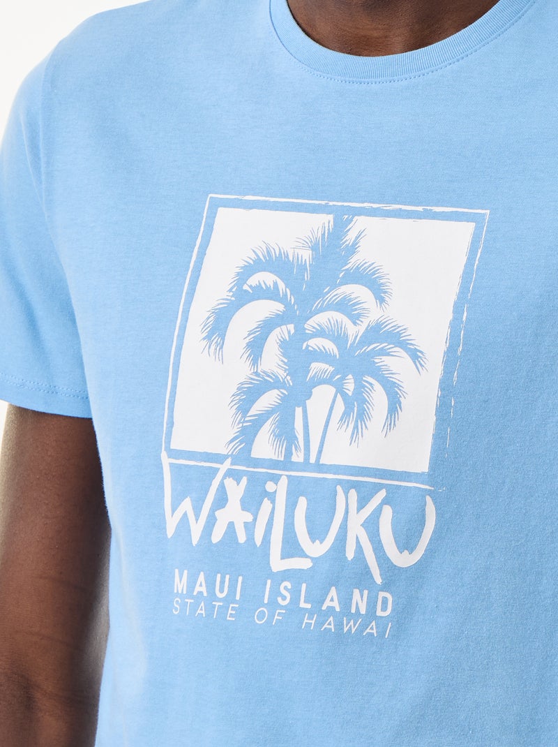 T-shirt estampado divertido de manga curta Azul - Kiabi