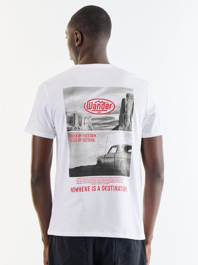 T-shirt estampado divertido de manga curta Branco - Kiabi