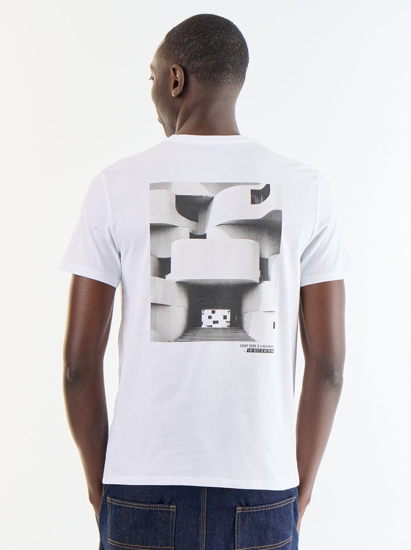 T-shirt estampado divertido de manga curta Branco - Kiabi