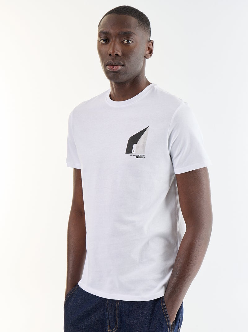 T-shirt estampado divertido de manga curta Branco - Kiabi