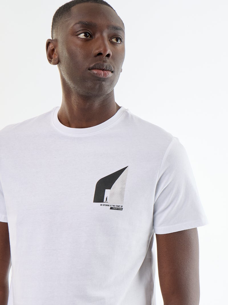 T-shirt estampado divertido de manga curta Branco - Kiabi