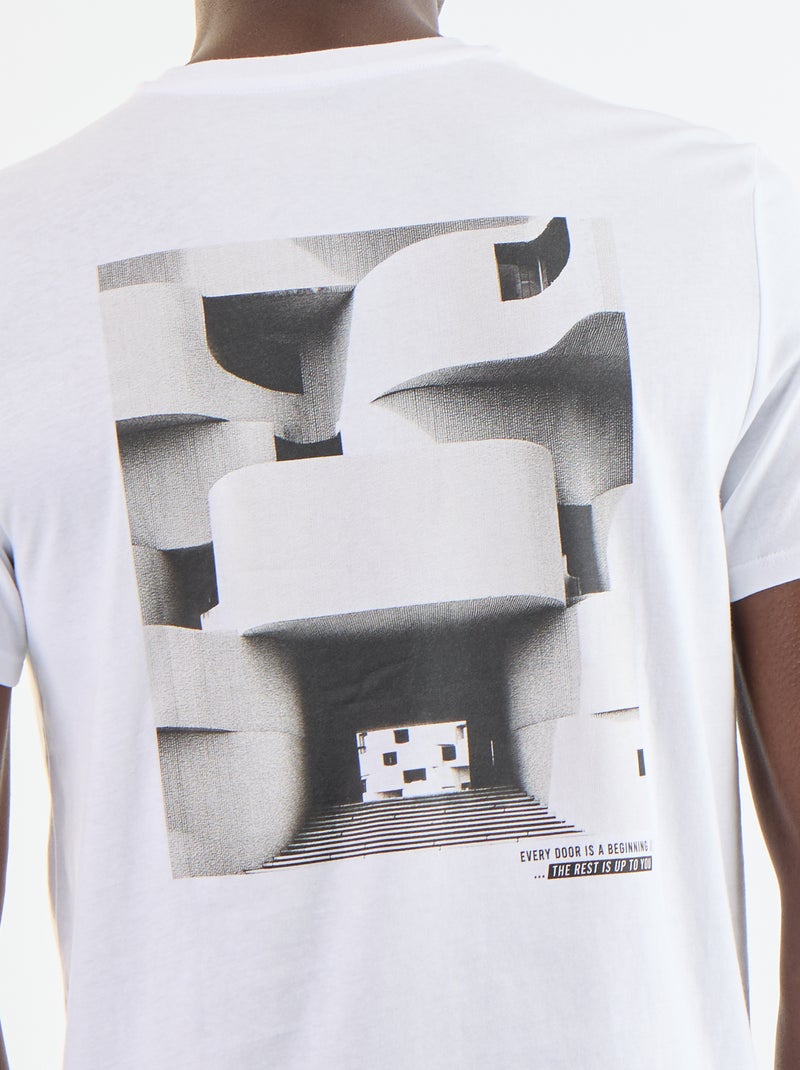 T-shirt estampado divertido de manga curta Branco - Kiabi