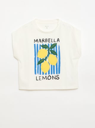 T-shirt estampado divertido de manga curta