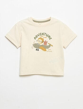 T-shirt estampado divertido de manga curta