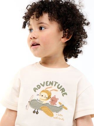 T-shirt estampado divertido de manga curta