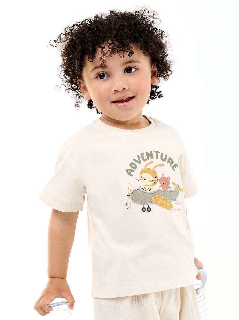 T-shirt estampado divertido de manga curta Branco - Kiabi