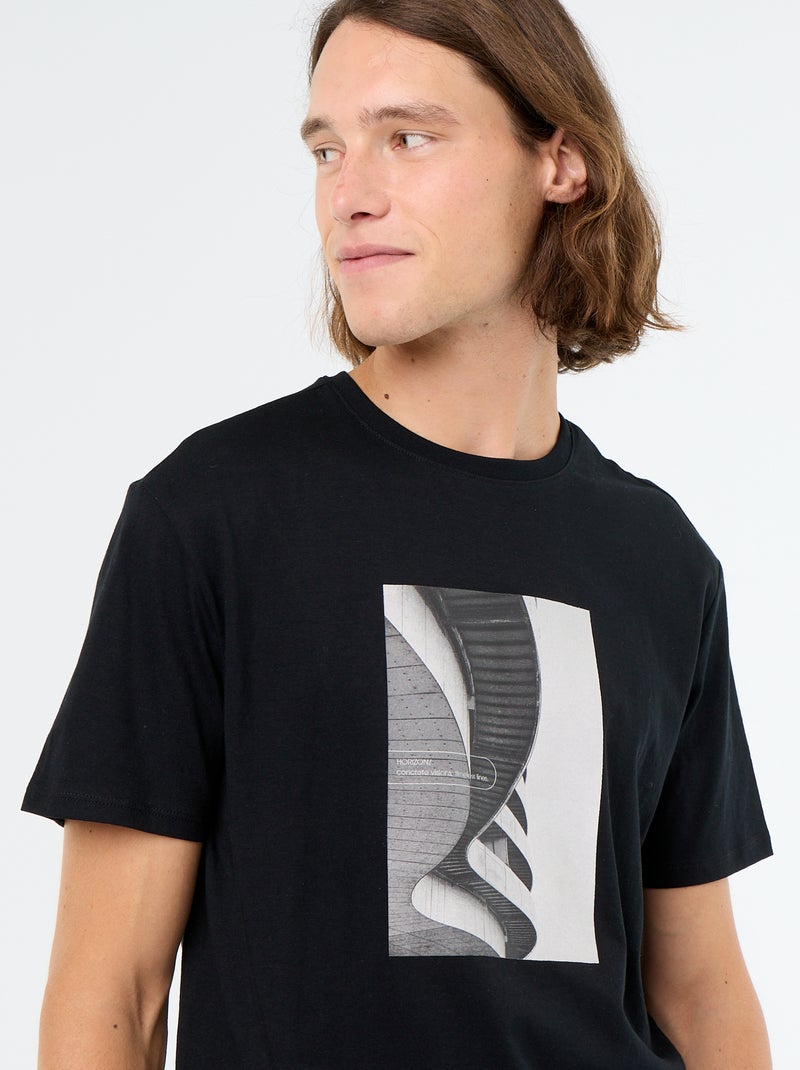T-shirt estampado divertido de manga curta Preto - Kiabi