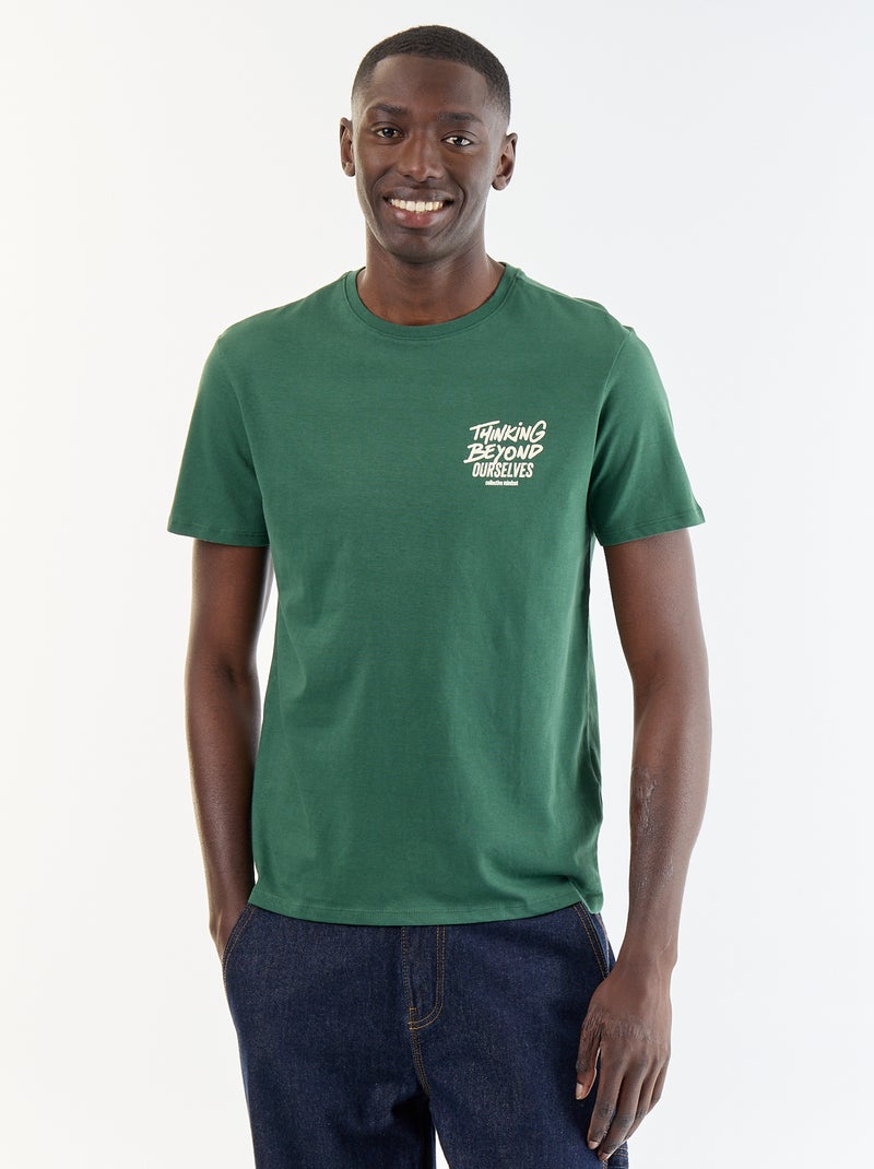 T-shirt estampado divertido de manga curta Verde - Kiabi