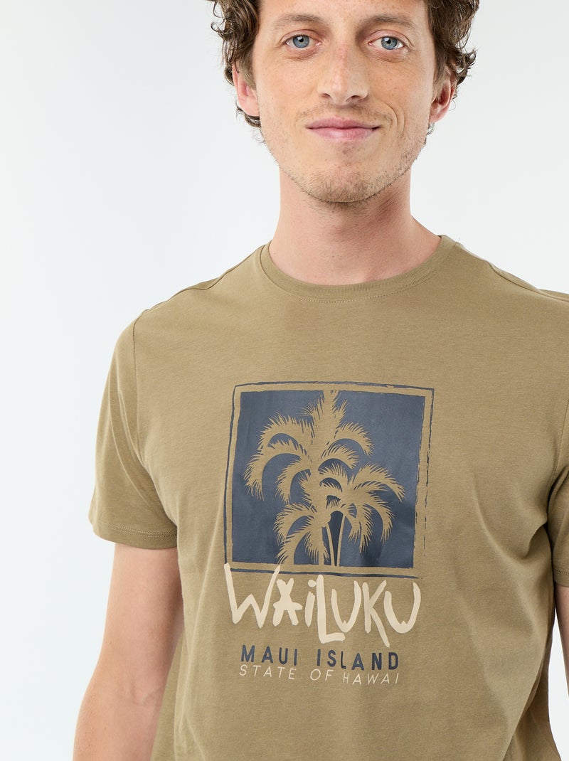 T-shirt estampado divertido de manga curta Verde - Kiabi
