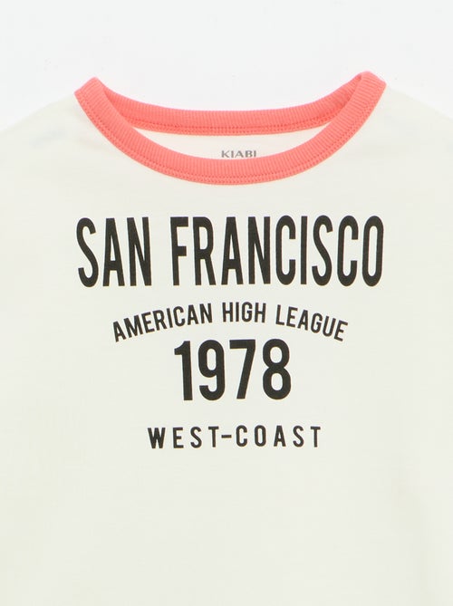 T-shirt estampado divertido de mangas curtas com debruns contrastantes - Kiabi