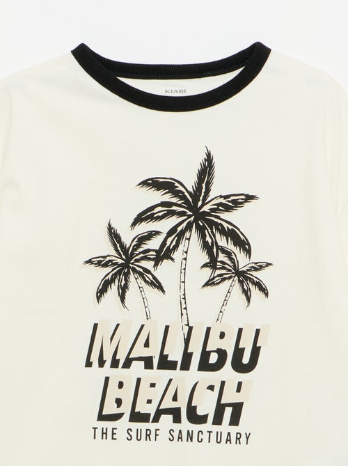 T-shirt estampado divertido de mangas curtas com debruns contrastantes - Kiabi