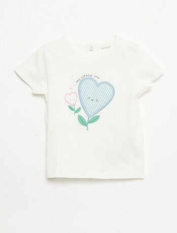 T-shirt estampado e bordado de manga curta