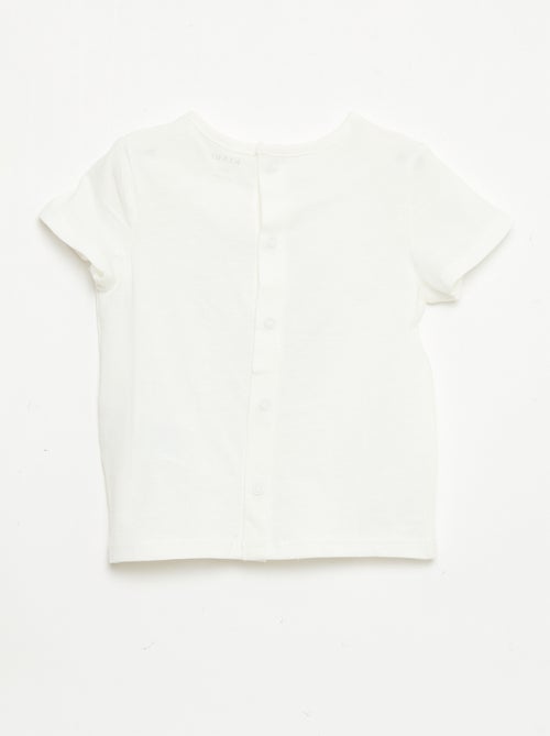 T-shirt estampado e bordado de manga curta - Kiabi