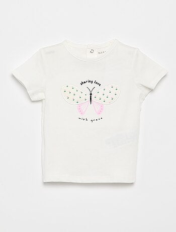 T-shirt estampado e bordado de manga curta