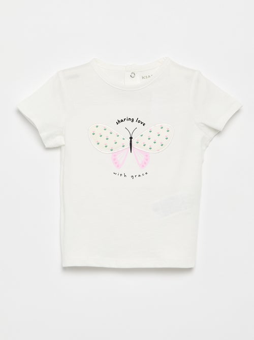 T-shirt estampado e bordado de manga curta - Kiabi T-shirt estampado e bordado de manga curta - Kiabi