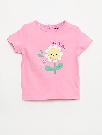 T-shirt estampado e bordado de manga curta