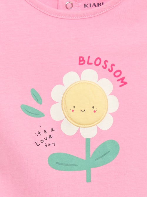 T-shirt estampado e bordado de manga curta - Kiabi