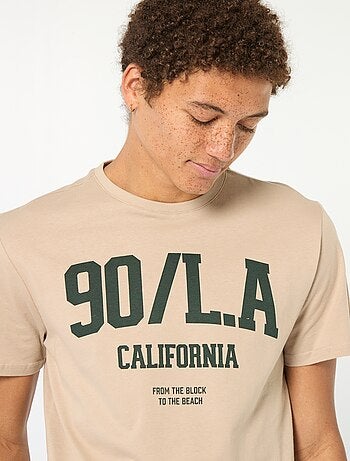 T-shirt estampado em algodão liso