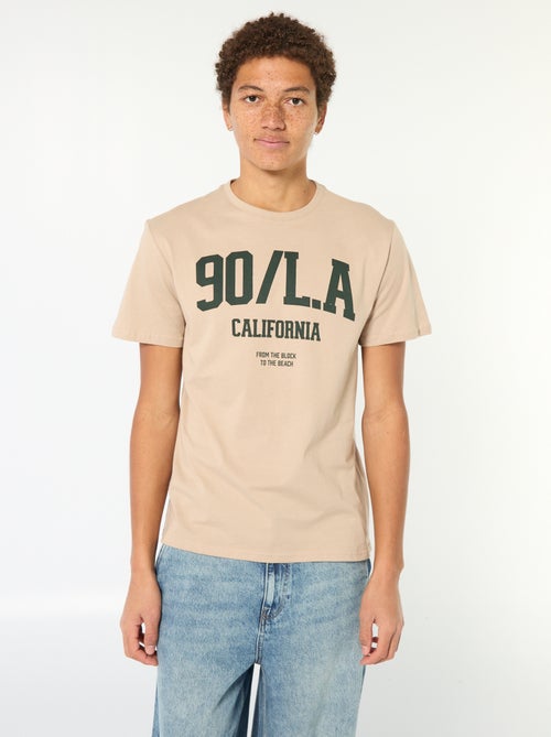 T-shirt estampado em algodão liso - Kiabi