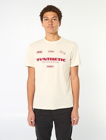 T-shirt estampado em algodão liso