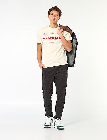 T-shirt estampado em algodão liso