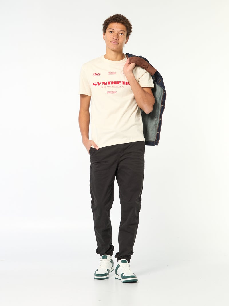 T-shirt estampado em algodão liso Branco - Kiabi