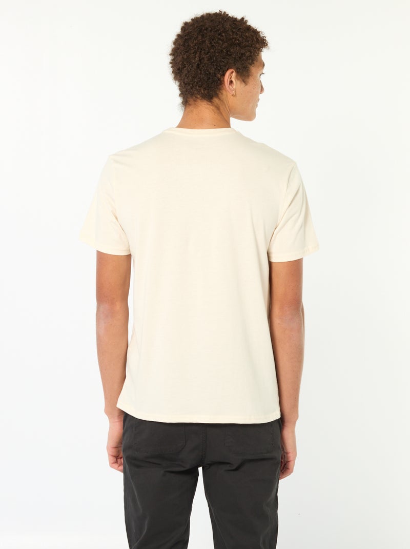 T-shirt estampado em algodão liso Branco - Kiabi
