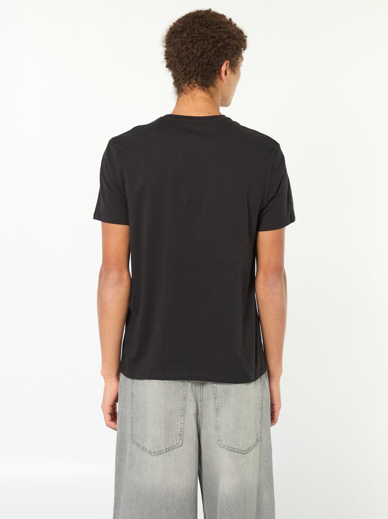 T-shirt estampado em algodão liso Preto - Kiabi