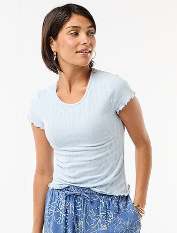 T-shirt estampado em malha pointelle