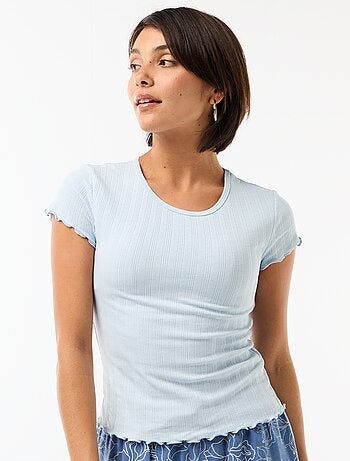 T-shirt estampado em malha pointelle