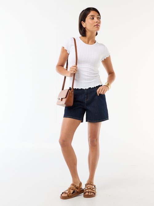 T-shirt estampado em malha pointelle - Kiabi