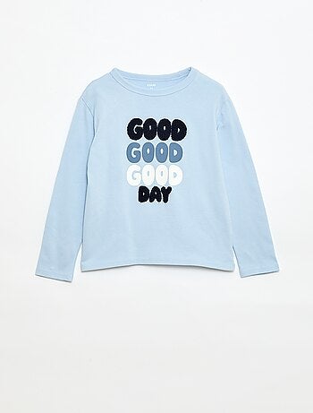 T-shirt com estampado fantasia e mangas compridas