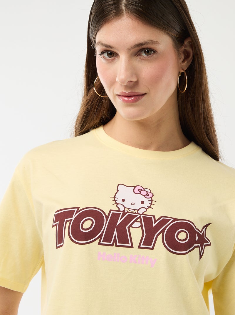 T-shirt estampado 'Hello Kitty' de mangas curtas Amarelo - Kiabi