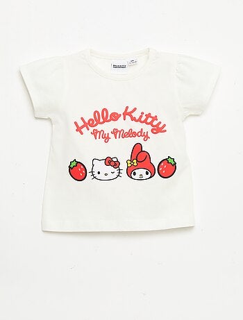 T-shirt estampado 'Hello Kitty' em relevo