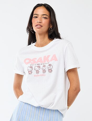 T-shirt estampado 'Kuromi' com impressão frente e verso