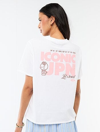 T-shirt estampado 'Kuromi' com impressão frente e verso