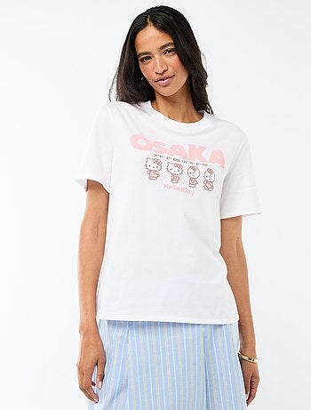 T-shirt estampado 'Kuromi' com impressão frente e verso