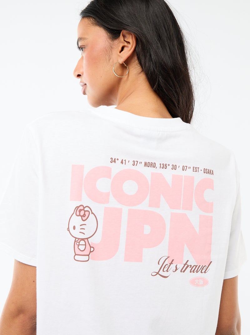 T-shirt estampado 'Kuromi' com impressão frente e verso Branco - Kiabi
