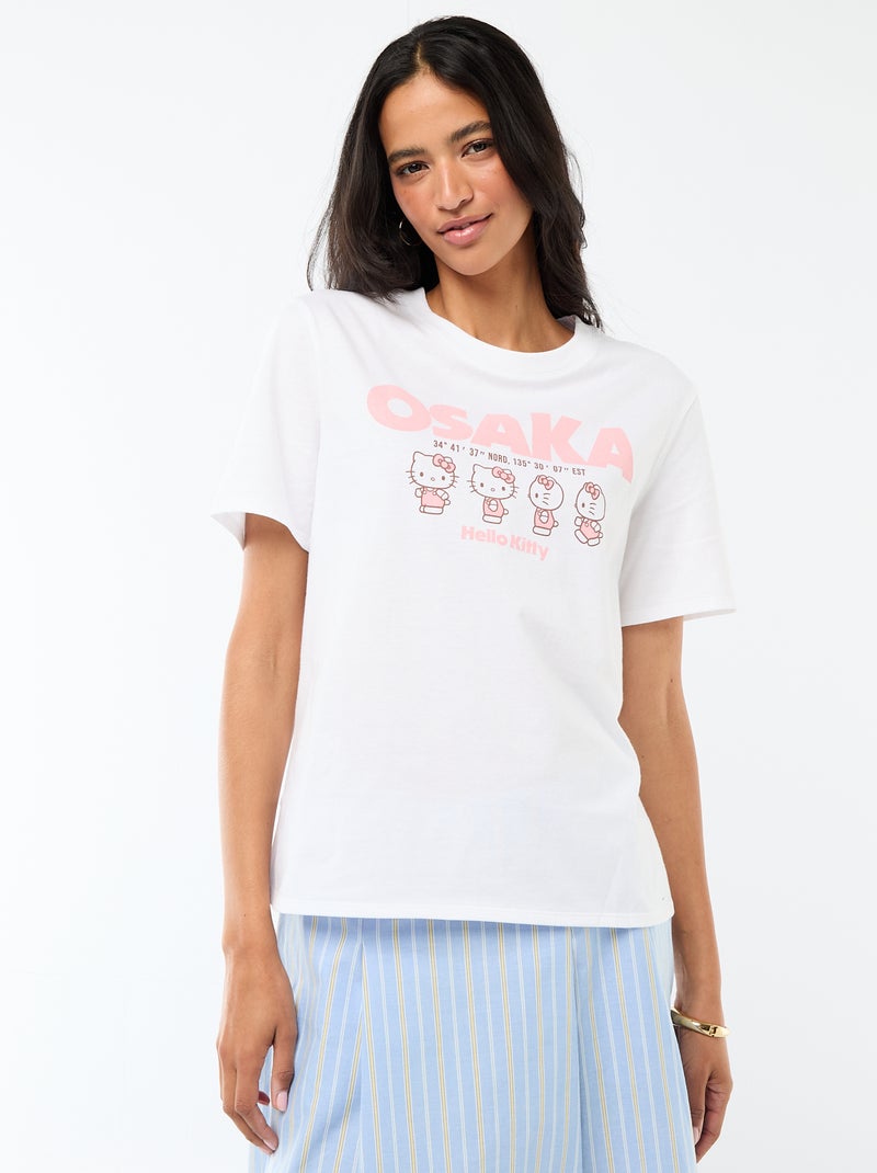 T-shirt estampado 'Kuromi' com impressão frente e verso Branco - Kiabi