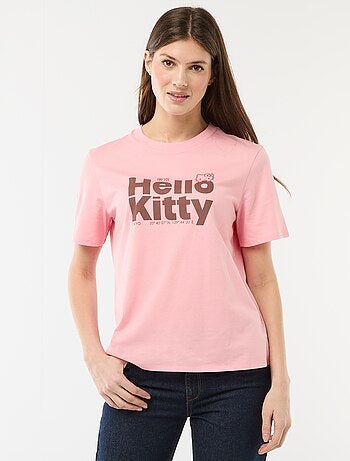 T-shirt estampado 'Kuromi' com impressão frente e verso