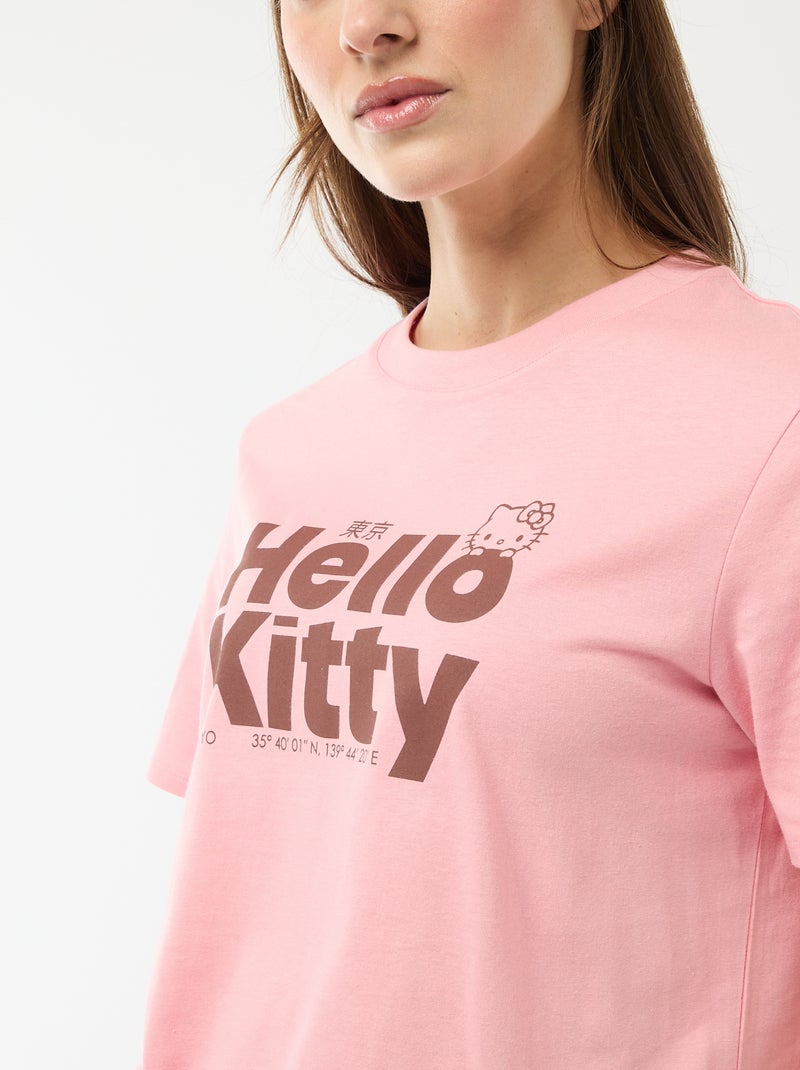 T-shirt estampado 'Kuromi' com impressão frente e verso Rosa - Kiabi