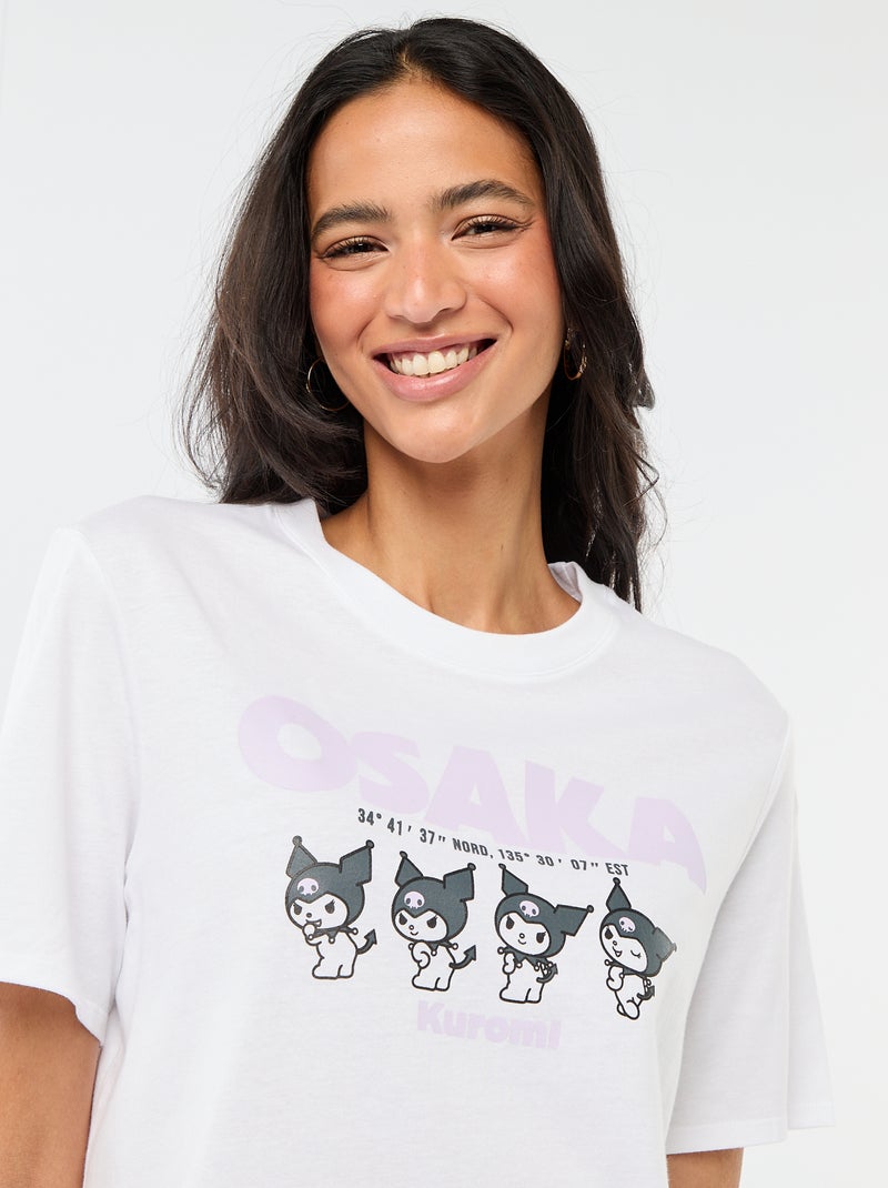 T-shirt estampado 'Kuromi' de mangas curtas Branco - Kiabi