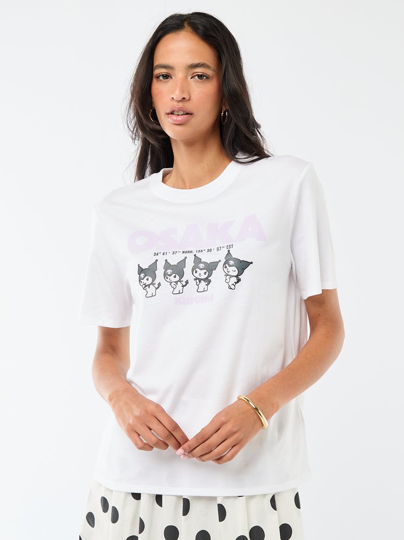 T-shirt estampado 'Kuromi' de mangas curtas Branco - Kiabi