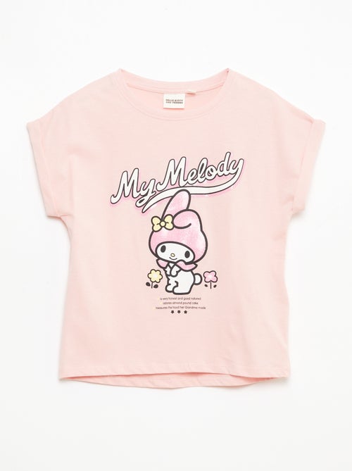 T-shirt estampado 'Kuromi' liso em algodão - Kiabi