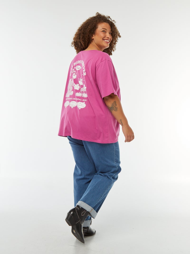 T-shirt estampado 'Mickey' e 'Pluto' Rosa - Kiabi