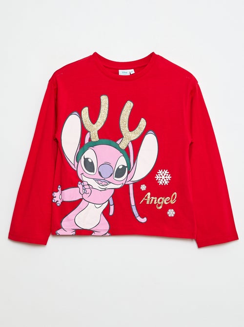 T-shirt estampado Natal 'Disney' 'Angel' em jersey de algodão - Kiabi