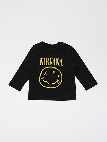 T-shirt estampado 'Nirvana' em algodão liso